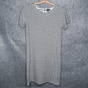 Theory‎ Black White Striped Linen Cotton Blend T-Shirt Dress- Sz M